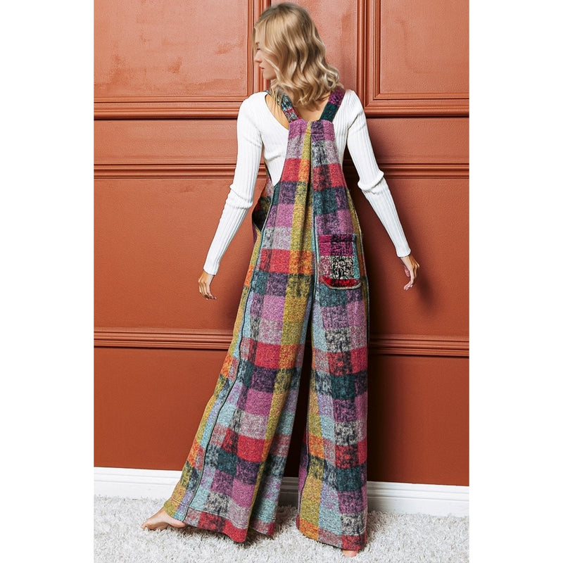 Fall Palette Plaid Wide Leg Jumpsuit