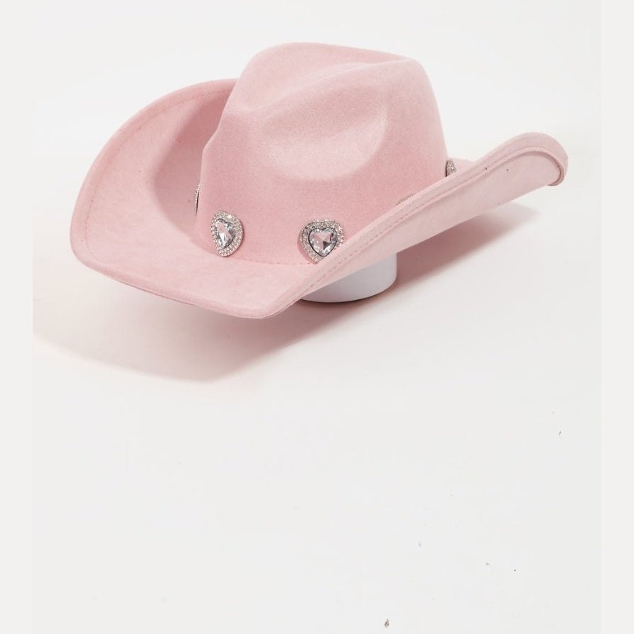 Fame Rhinestone Pave Heart Cowboy Hat