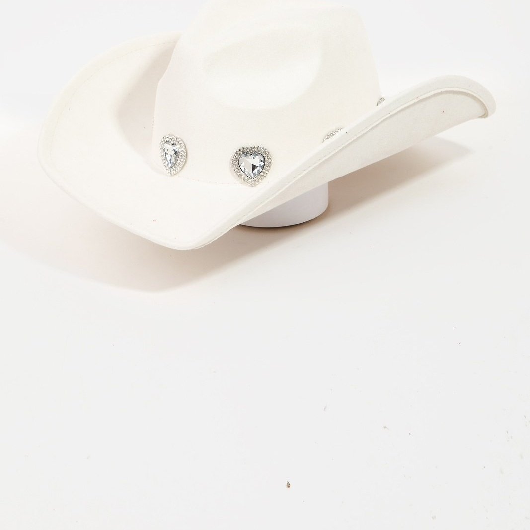 Fame Rhinestone Pave Heart Cowboy Hat