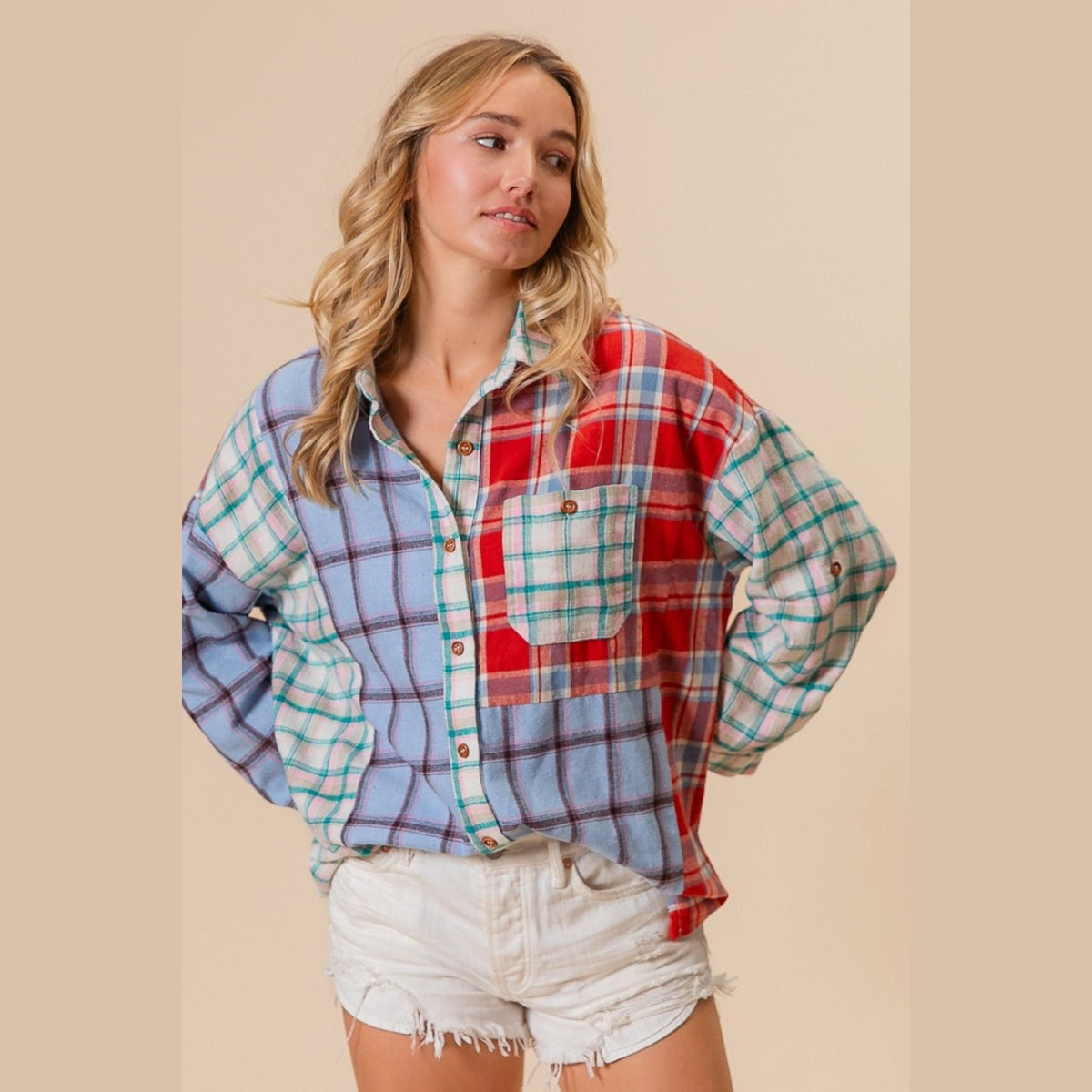 Felicity Color Block Plaid Shacket