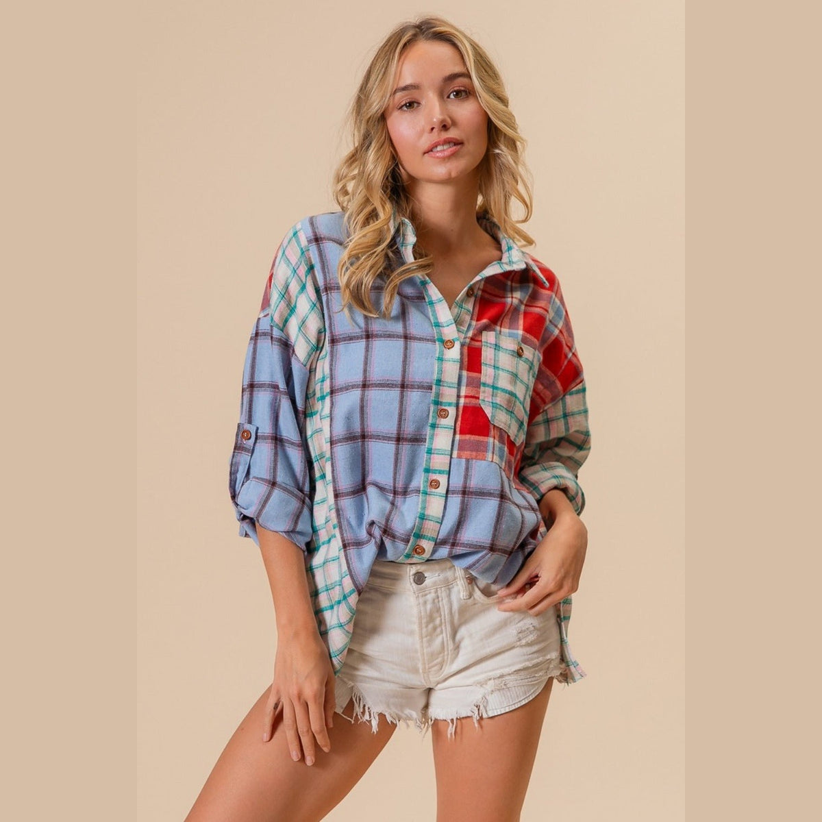 Felicity Color Block Plaid Shacket