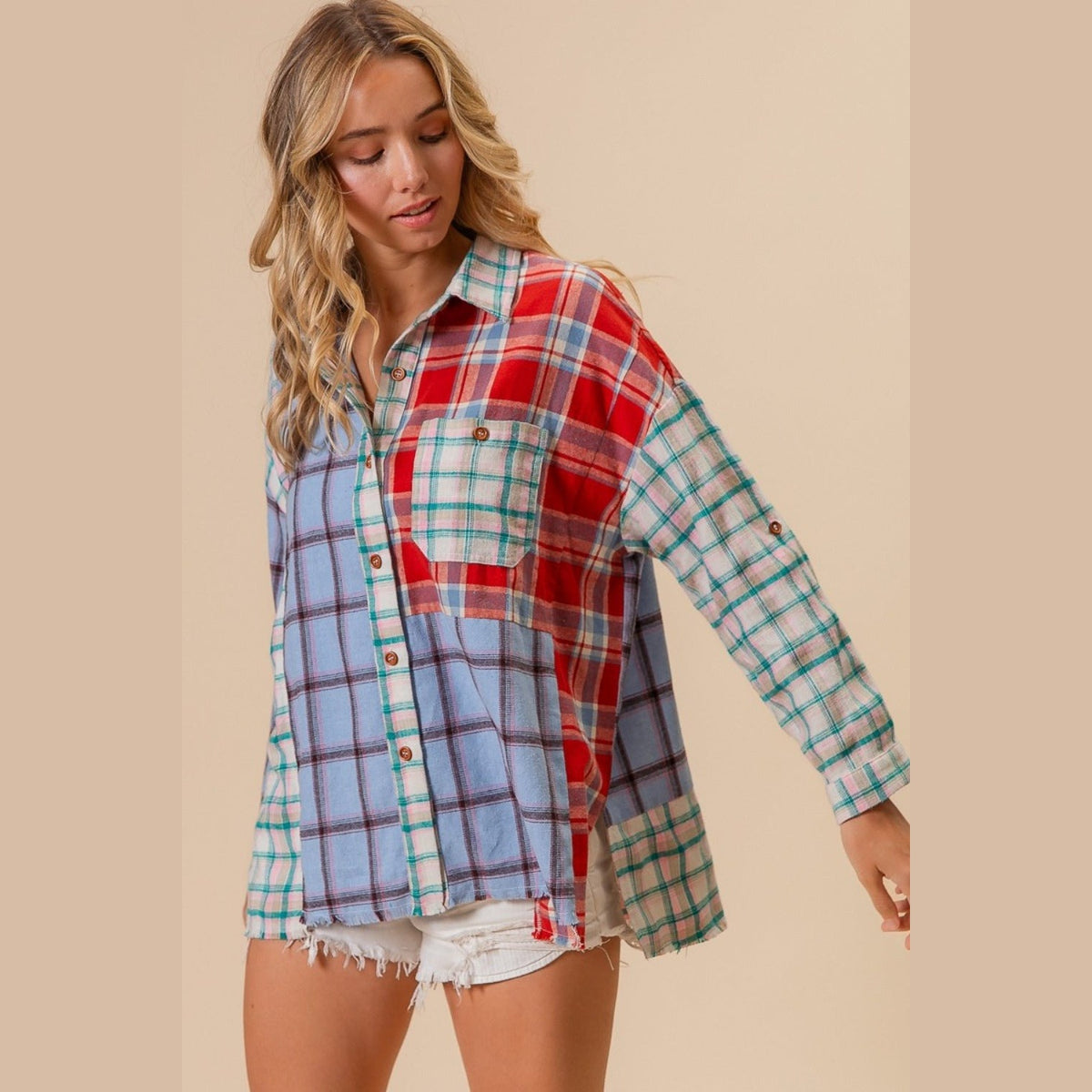 Felicity Color Block Plaid Shacket