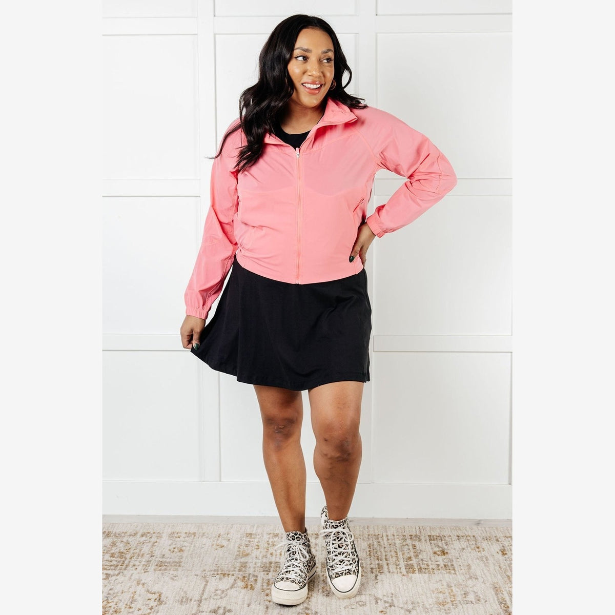 Fit Happens Nylon Tennis Jacket in Coral Rose