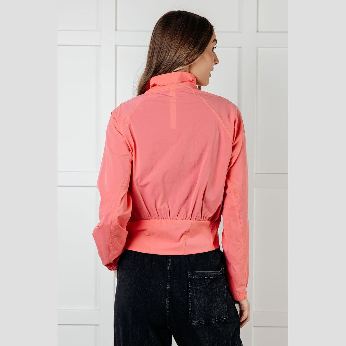 Fit Happens Nylon Tennis Jacket in Coral Rose