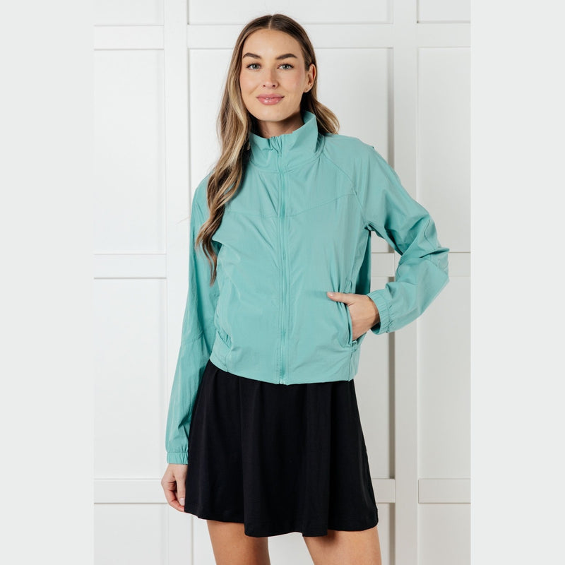 Fit Happens Nylon Tennis Jacket in Tidal Wave