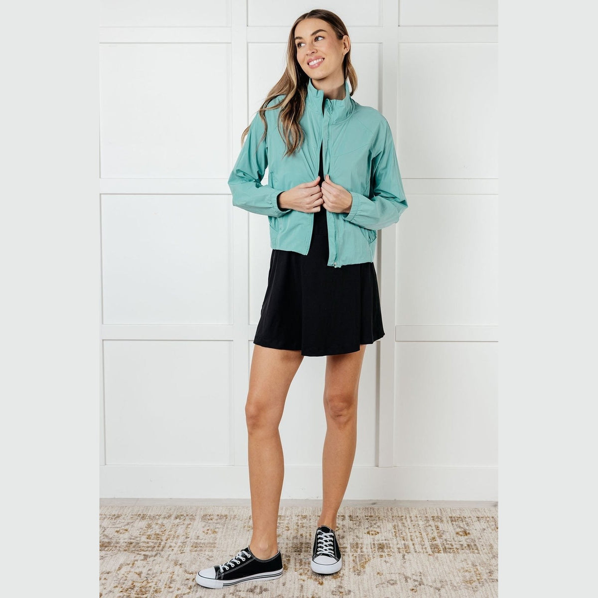 Fit Happens Nylon Tennis Jacket in Tidal Wave