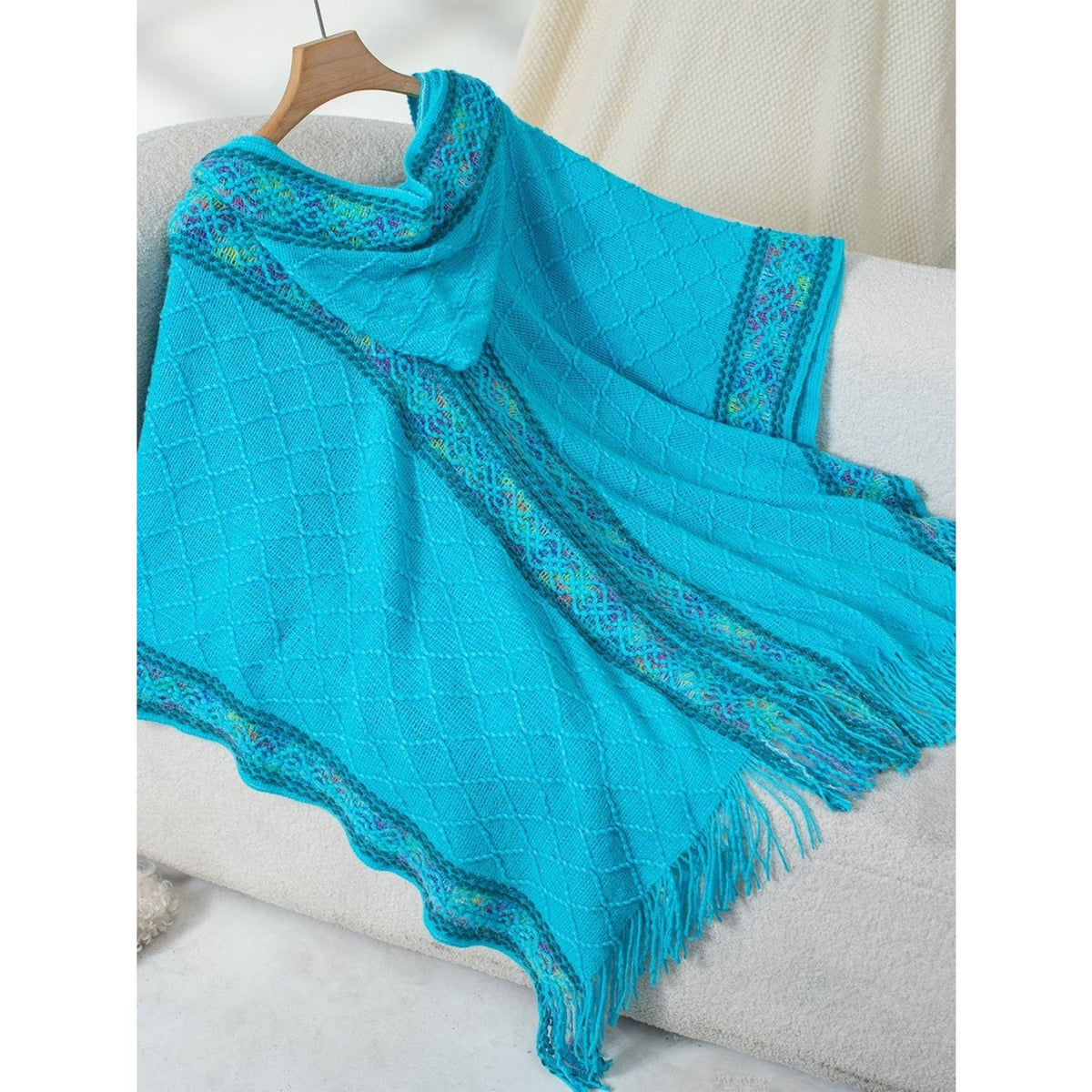 Fringe Half Sleeve Hooded Poncho