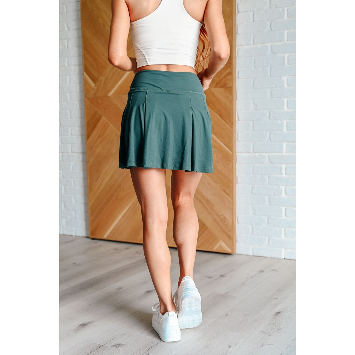 Game, Set and Match Tennis Skort in Everglade Green