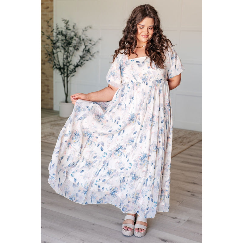 Gentle Yet Strong Balloon Sleeve Floral Dress