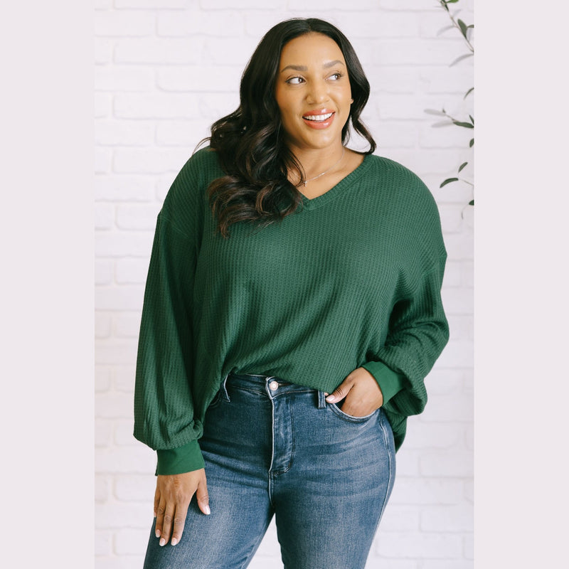 Good Things Are Coming V-Neck Top in Green