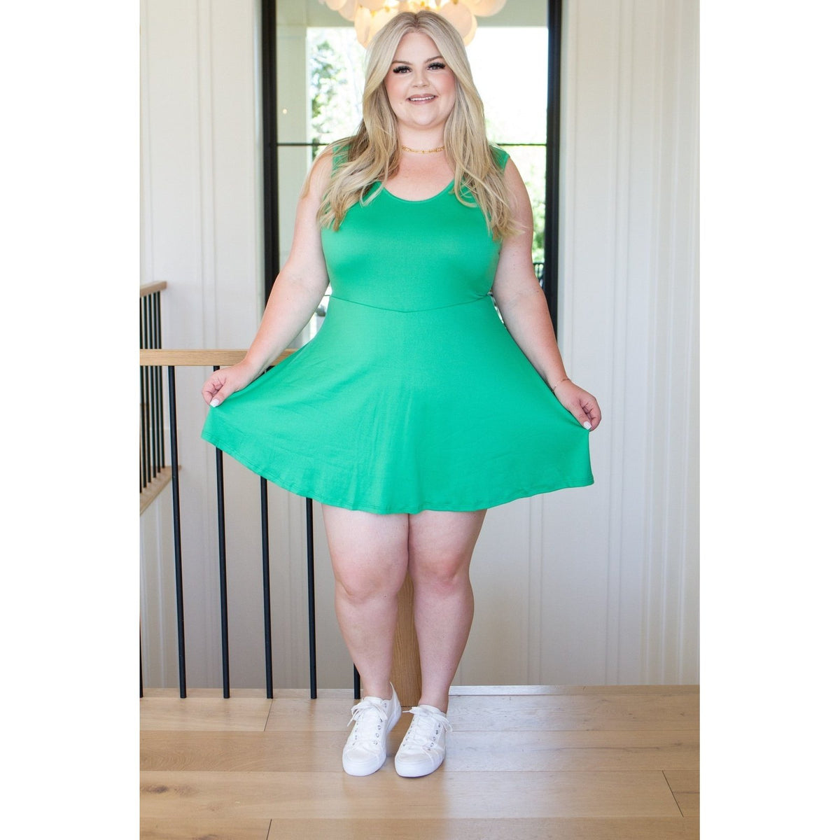 Gorgeous in Green Sleeveless Skort Dress