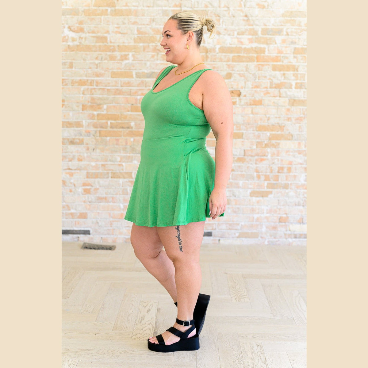 Gorgeous in Green Sleeveless Skort Dress