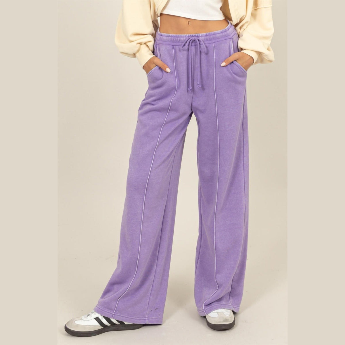 HYFVE Drawstring High Rise Wide Leg Pants