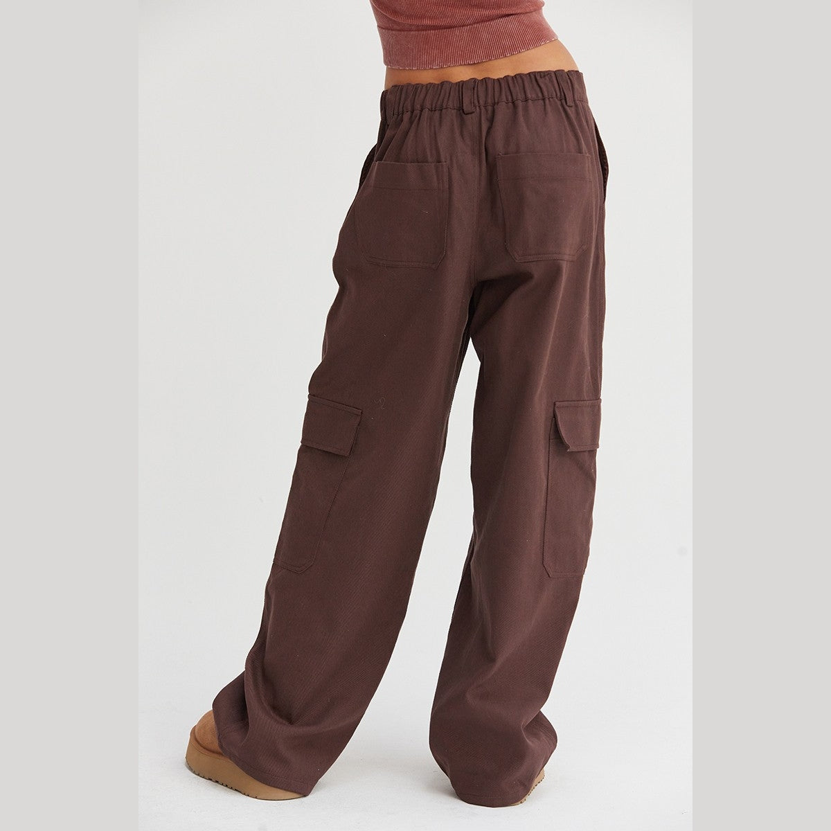 HYFVE Elastic Waist Wide-Leg Cargo Pants