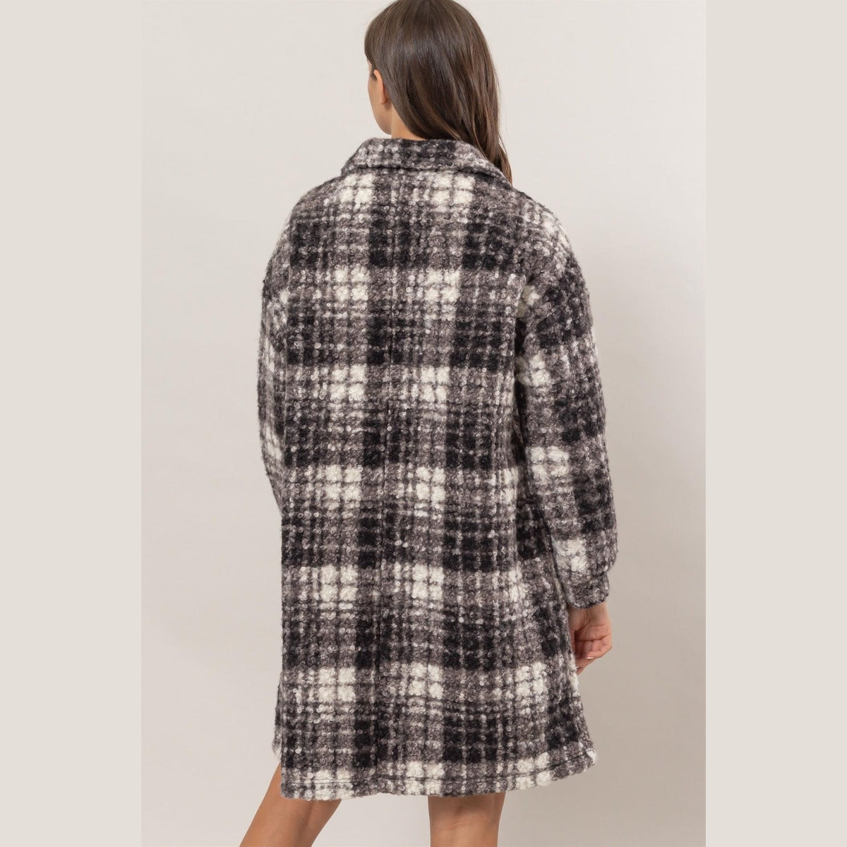 HYFVE Plaid Button Down Longline Shacket