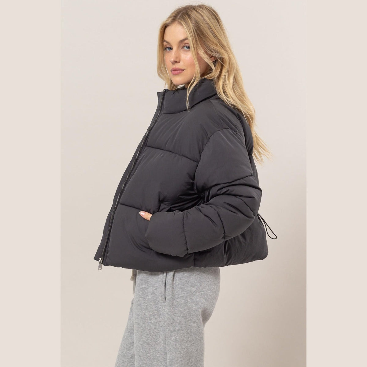 HYFVE Quilted Back Drawstring Puffer Jacket