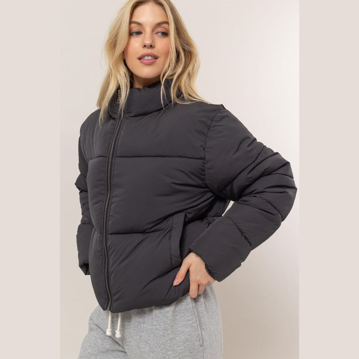 HYFVE Quilted Back Drawstring Puffer Jacket