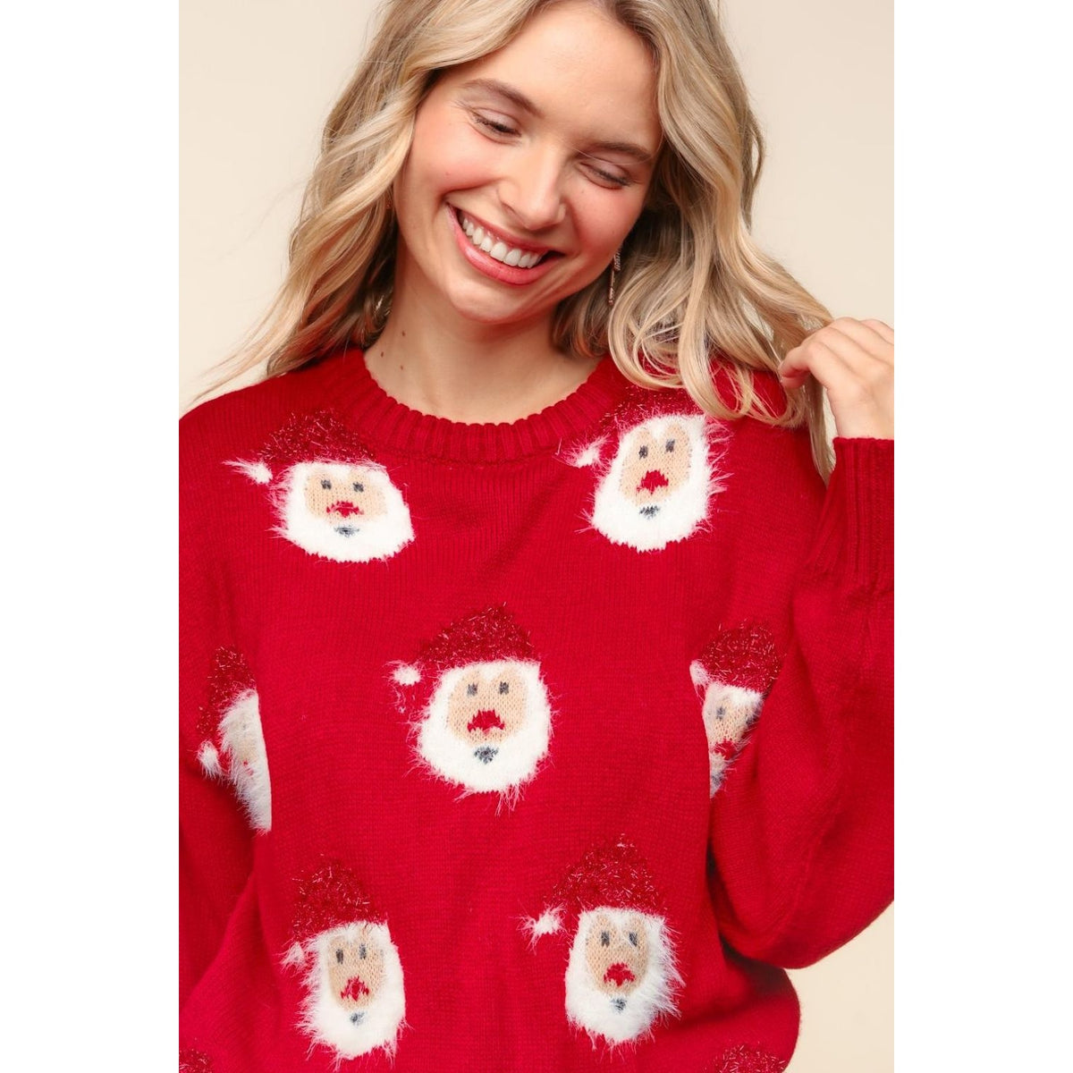 Haptics Santa Sparkle Brushed Sweater