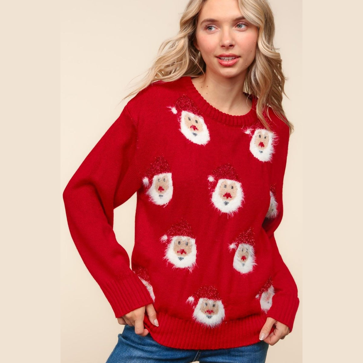 Haptics Santa Sparkle Brushed Sweater