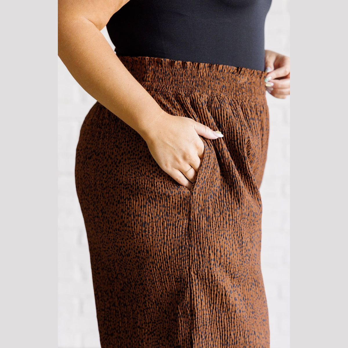 Harmony High Rise Wide Leg Pants in Brown