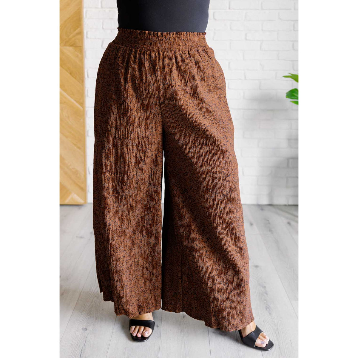 Harmony High Rise Wide Leg Pants in Brown