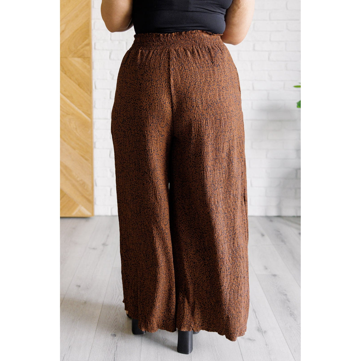 Harmony High Rise Wide Leg Pants in Brown