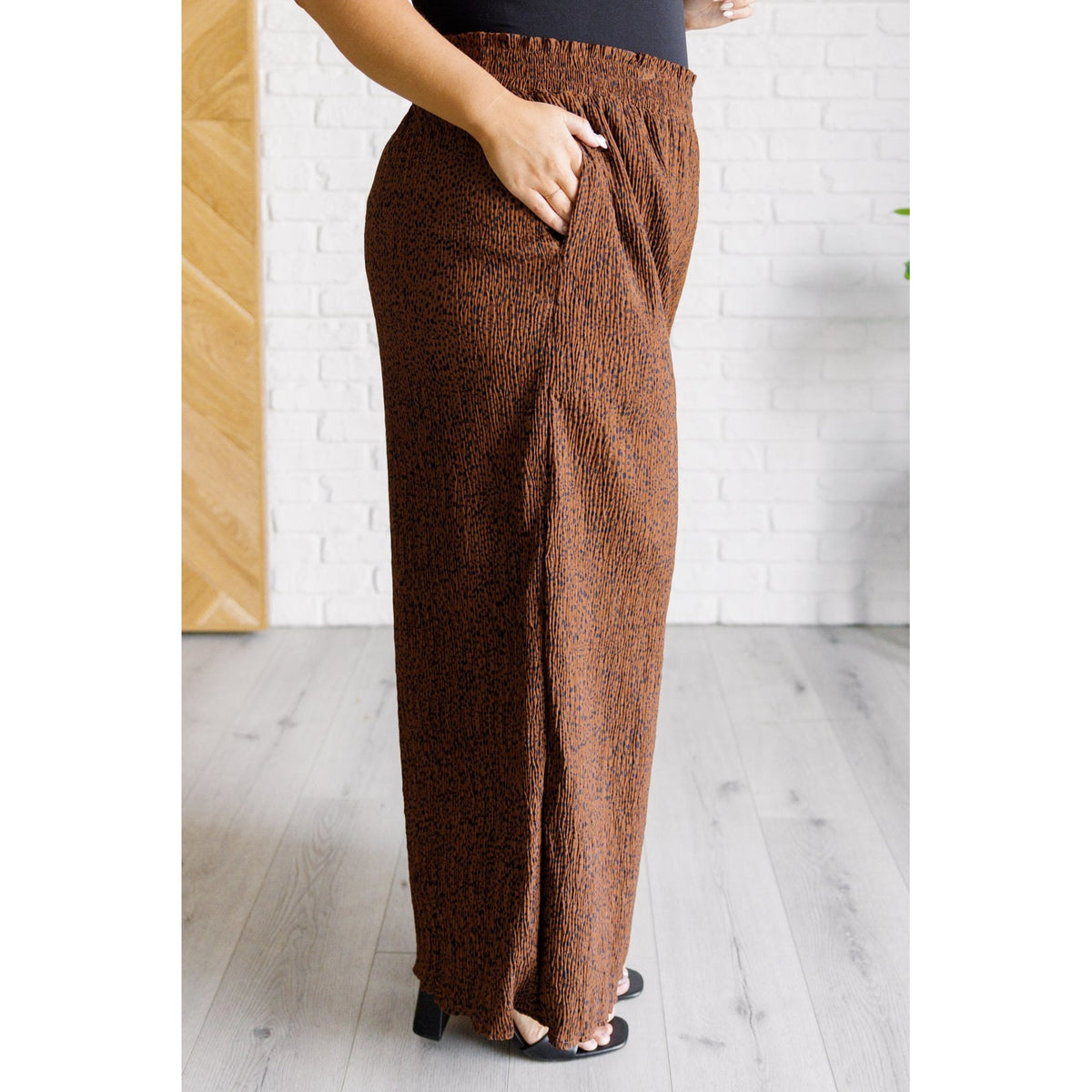 Harmony High Rise Wide Leg Pants in Brown