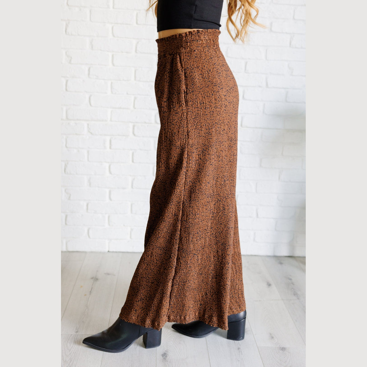 Harmony High Rise Wide Leg Pants in Brown