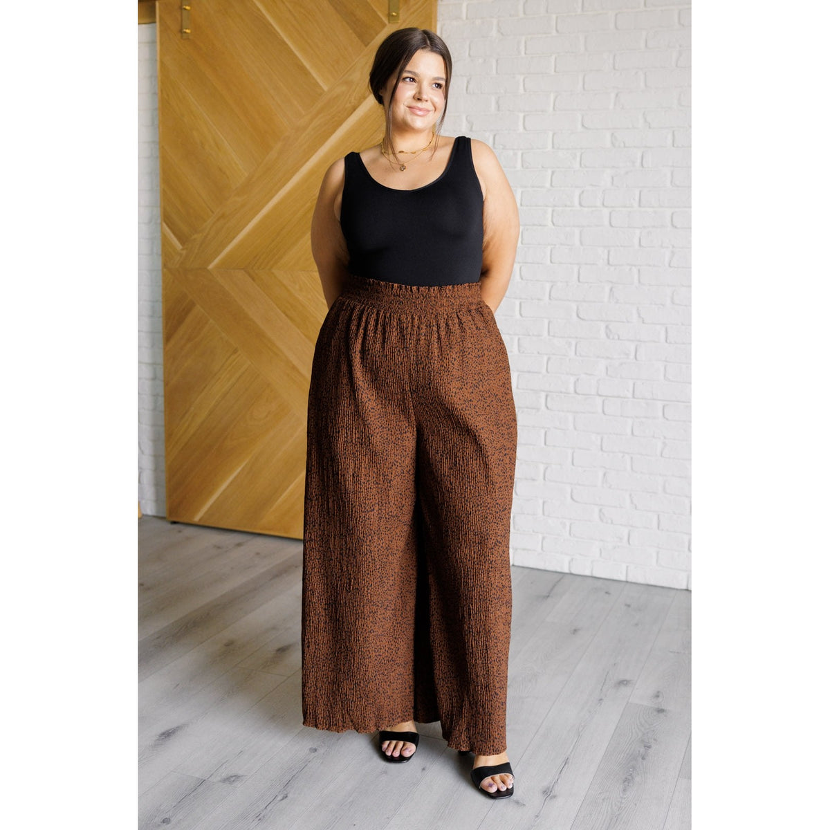 Harmony High Rise Wide Leg Pants in Brown