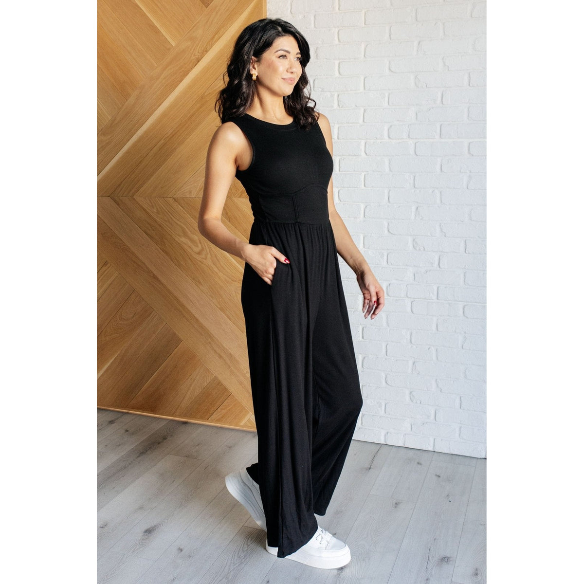 Hilary Wide Leg Jumpsuit in Black