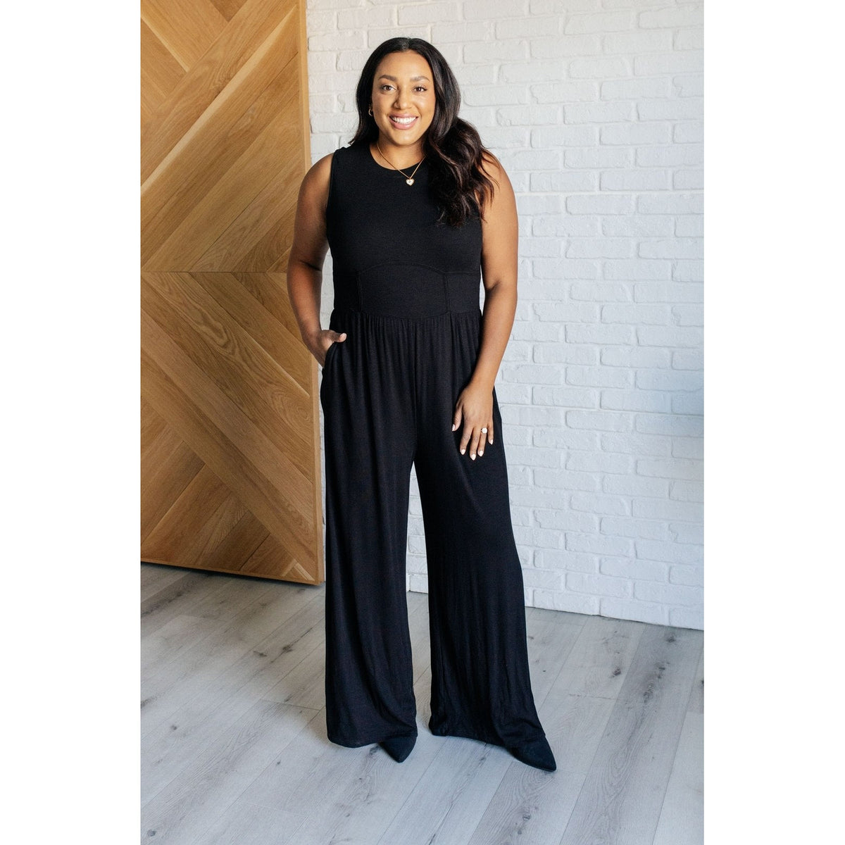 Hilary Wide Leg Jumpsuit in Black