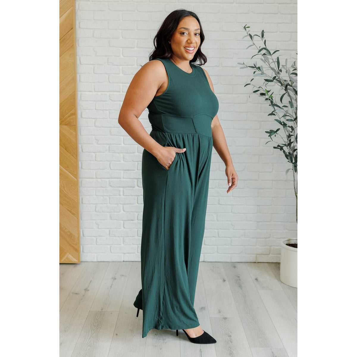 Hilary Wide Leg Jumpsuit in Green