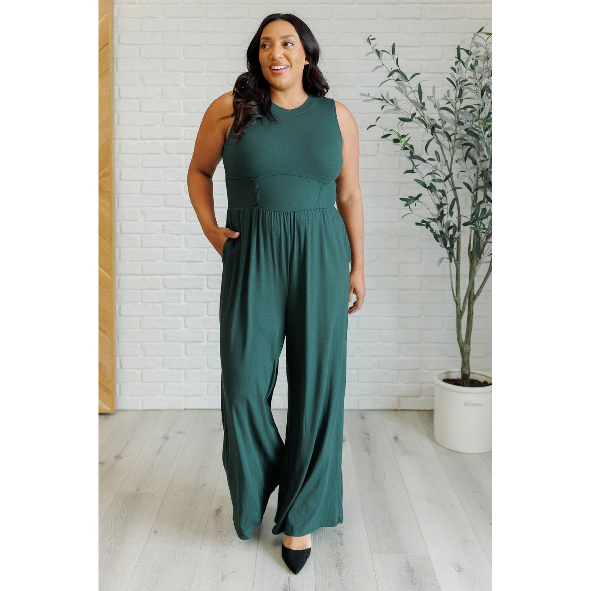 Hilary Wide Leg Jumpsuit in Green