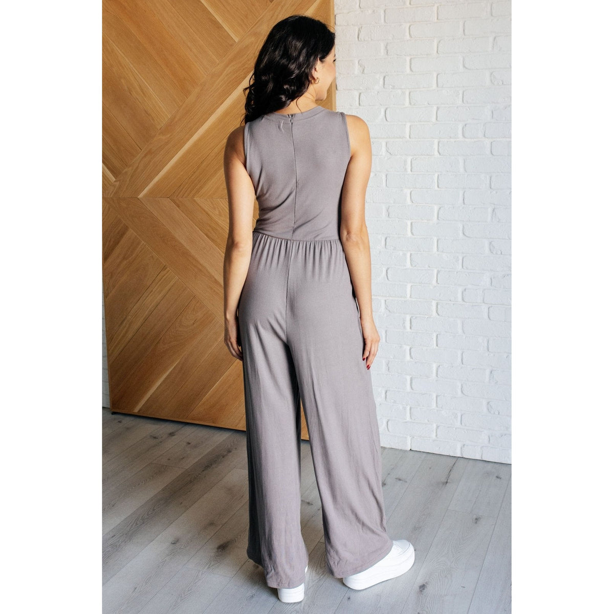 Hilary Wide Leg Jumpsuit in Grey