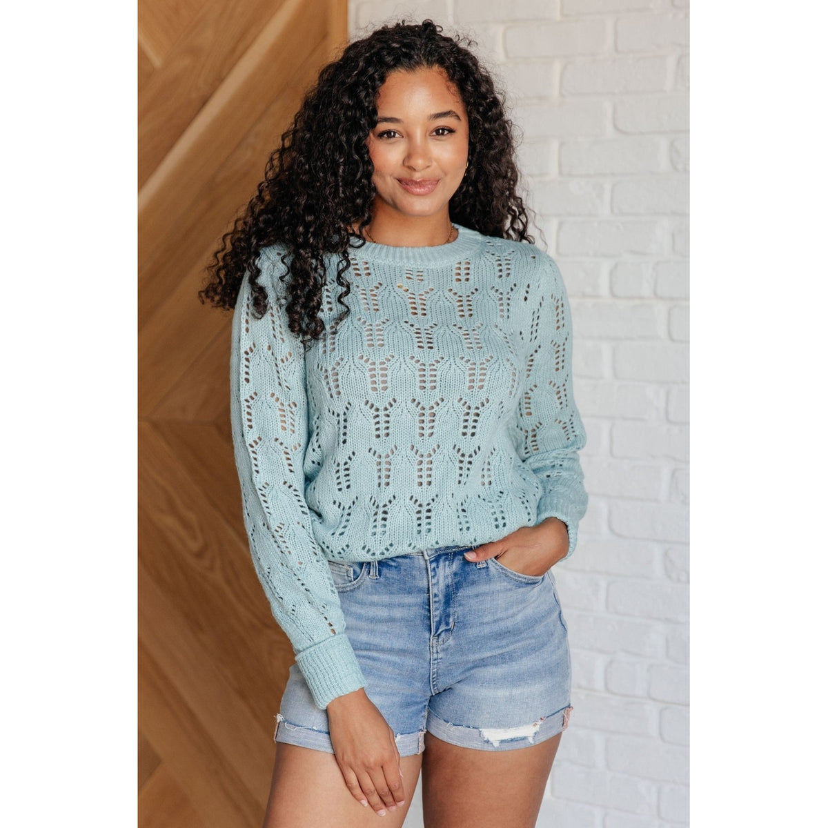 Hole In One Sheer Pointelle Knit Sweater