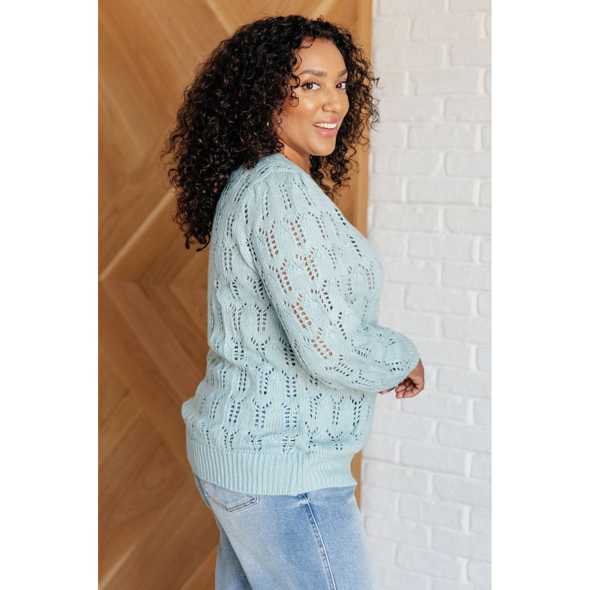 Hole In One Sheer Pointelle Knit Sweater