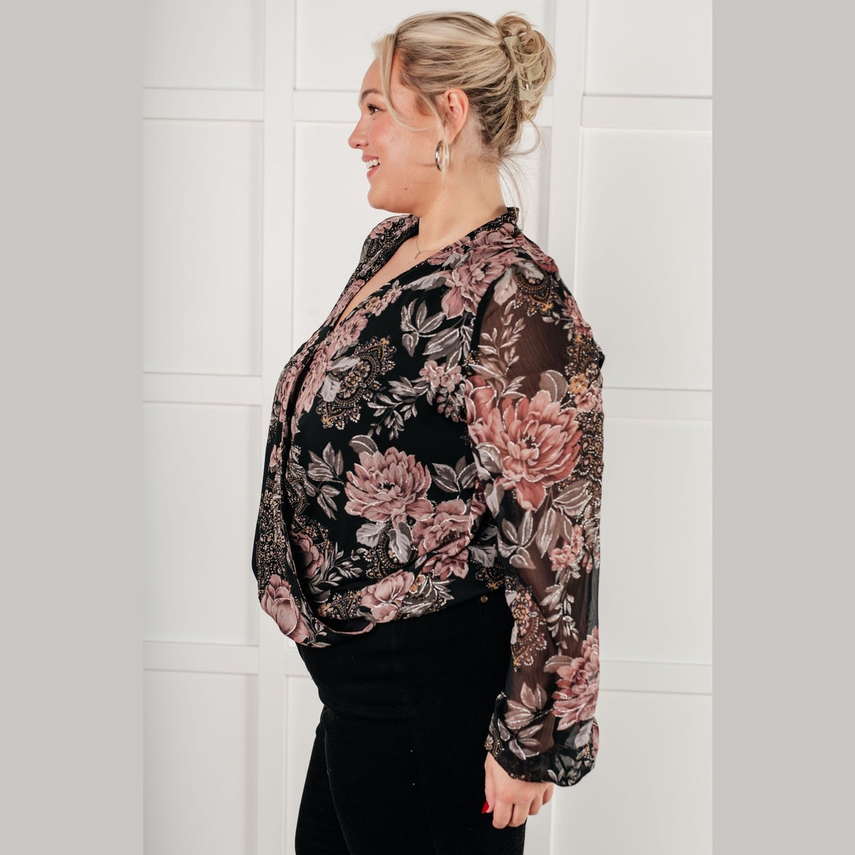 I Wish We Had it All Surplice Floral Blouse