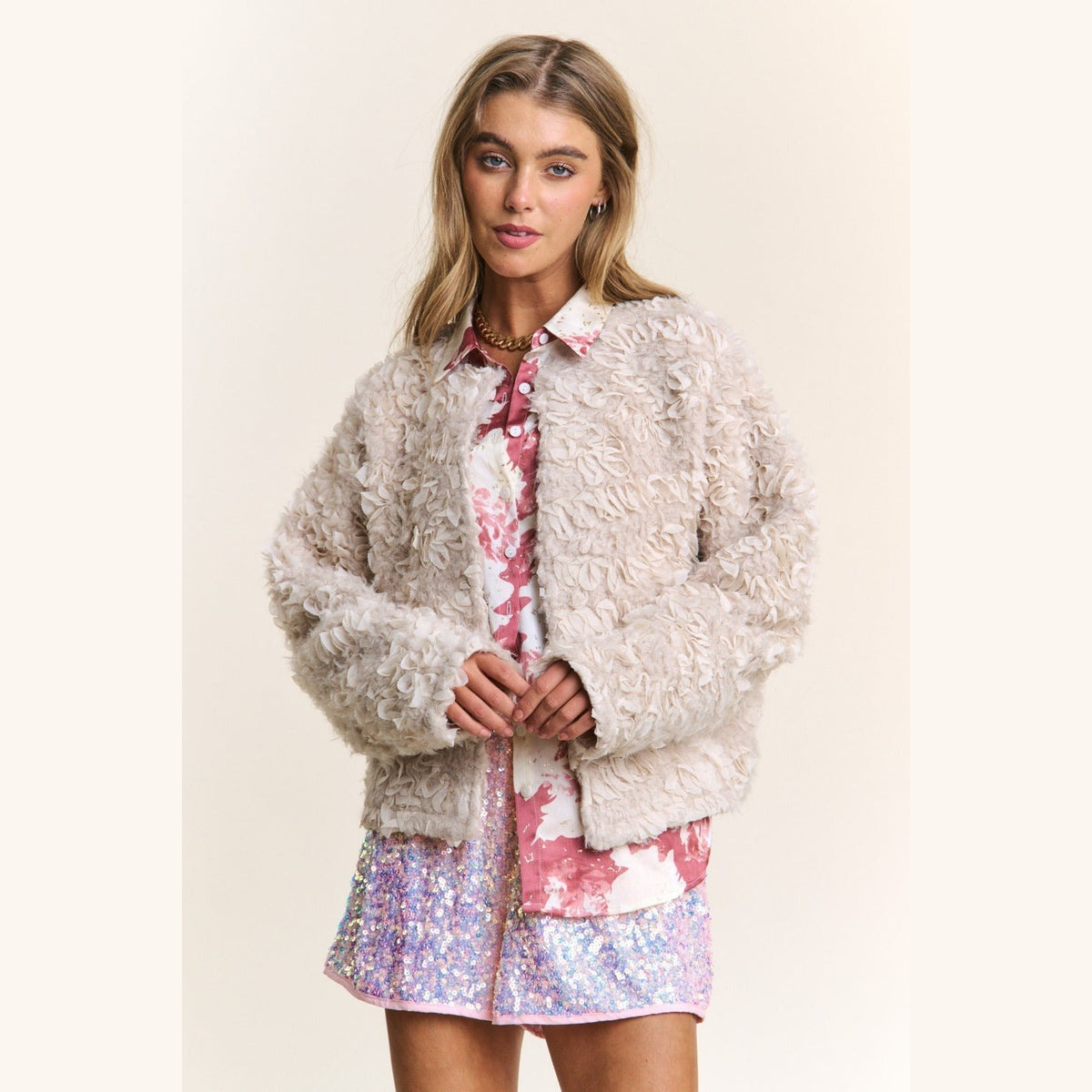 J.NNA Mixed Fabric Chic Jacket