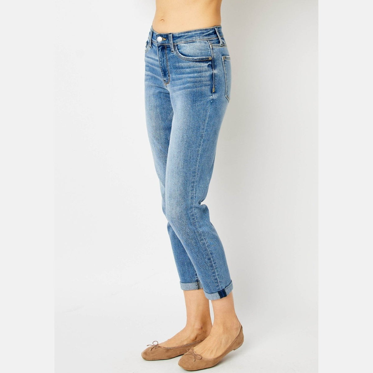 Judy Blue Full Size Cuffed Hem Slim Jeans