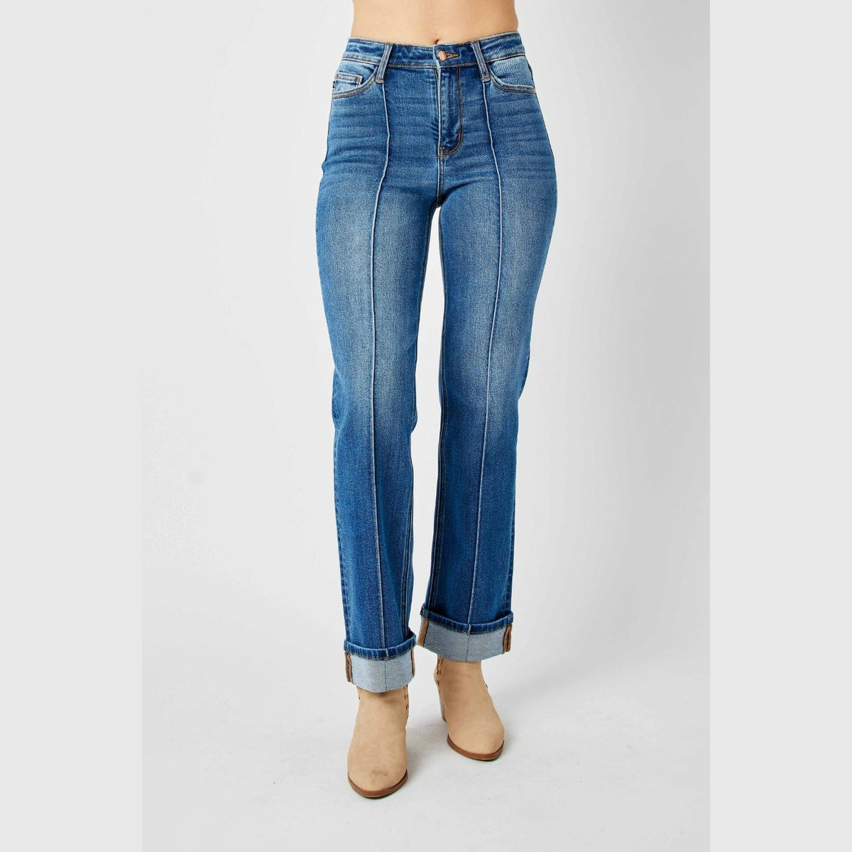 Judy Blue Full Size High Waist Front Seam Detail Straight Jeans