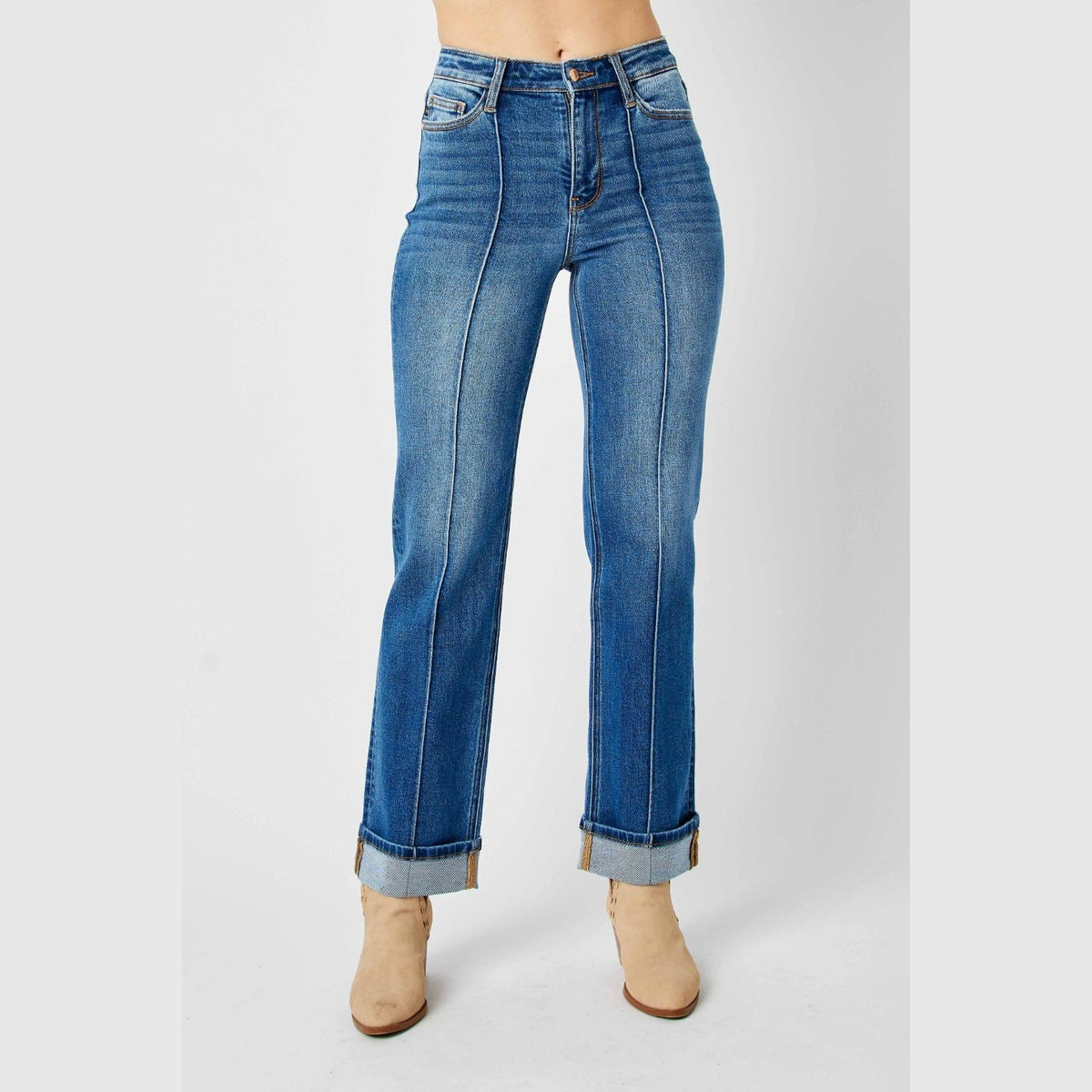 Judy Blue Full Size High Waist Front Seam Detail Straight Jeans