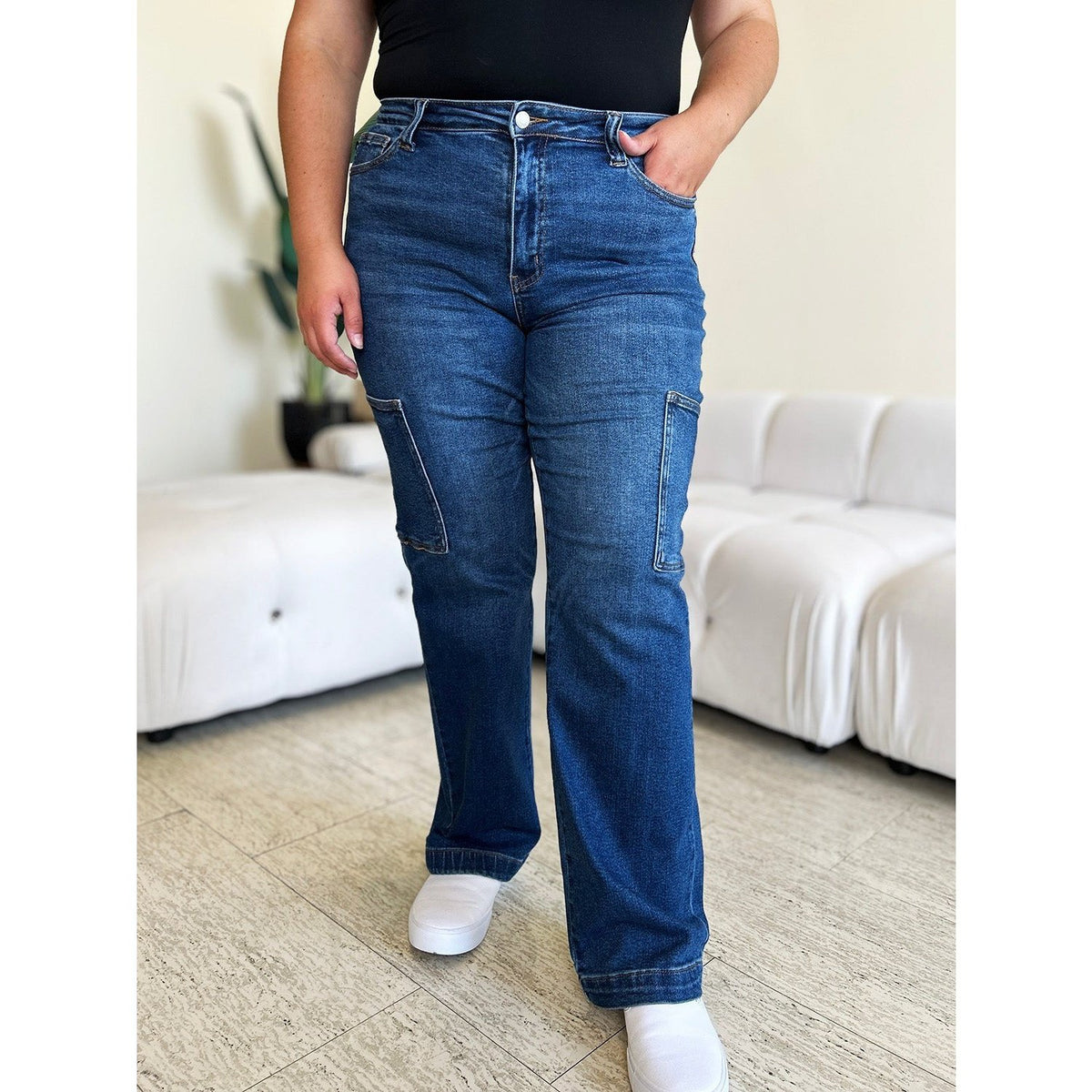 Judy Blue Full Size High Waist Straight Cargo Jeans