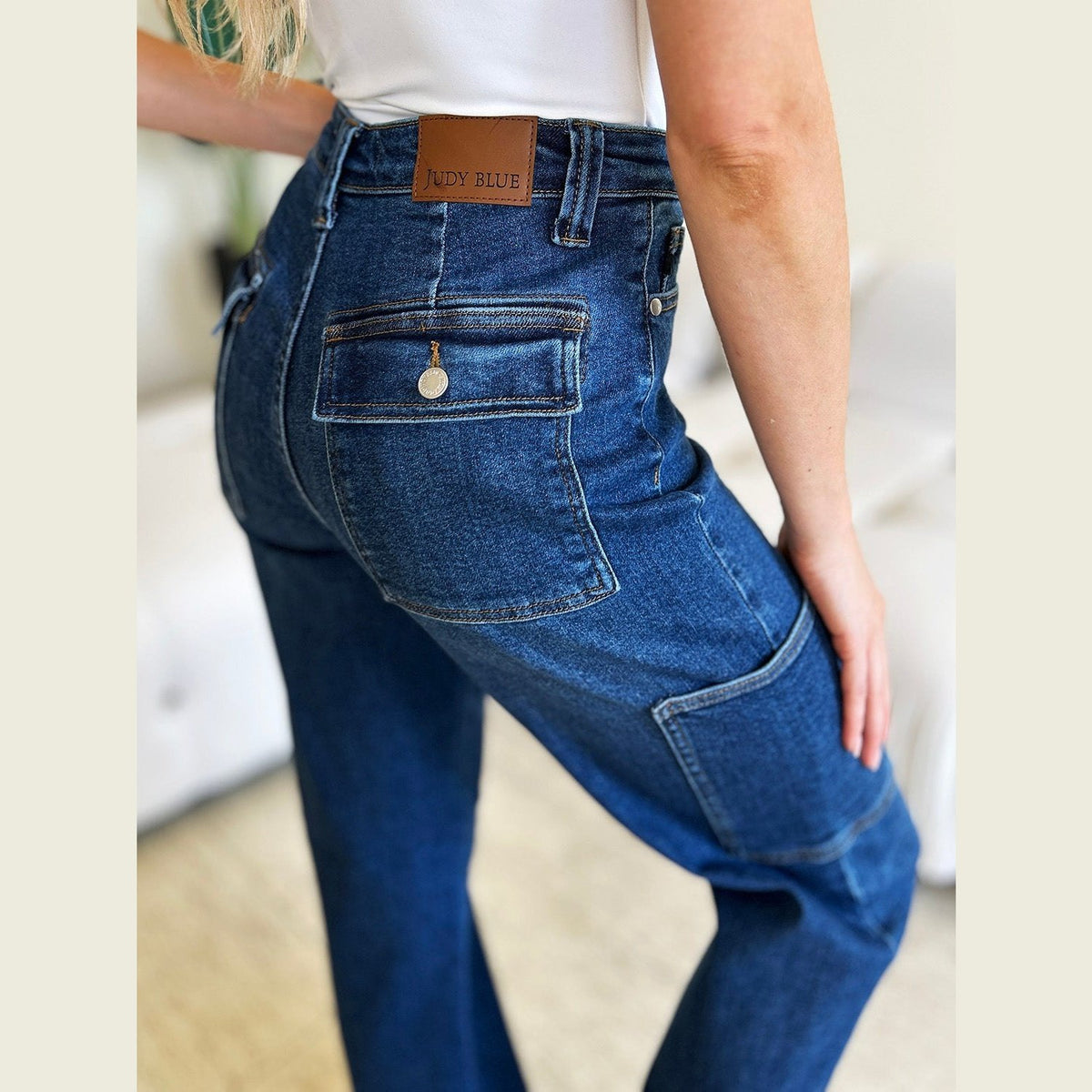 Judy Blue Full Size High Waist Straight Cargo Jeans