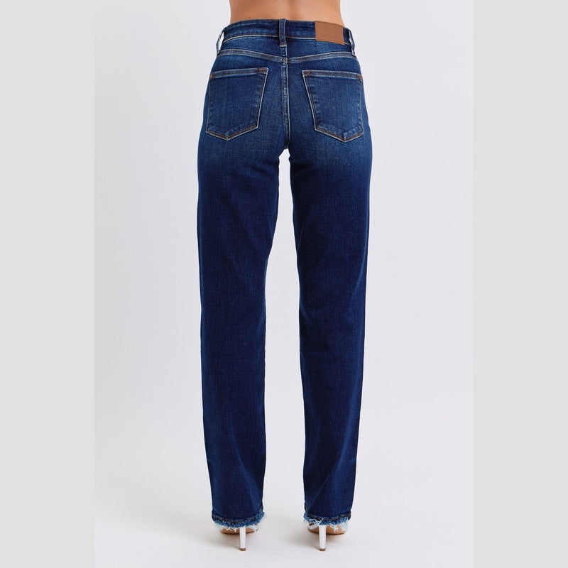 Judy Blue Full Size Raw Hem Straight Leg Jeans