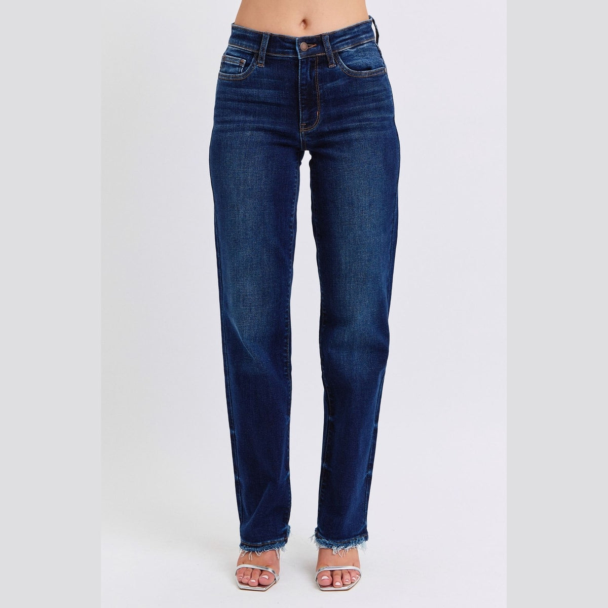 Judy Blue Full Size Raw Hem Straight Leg Jeans