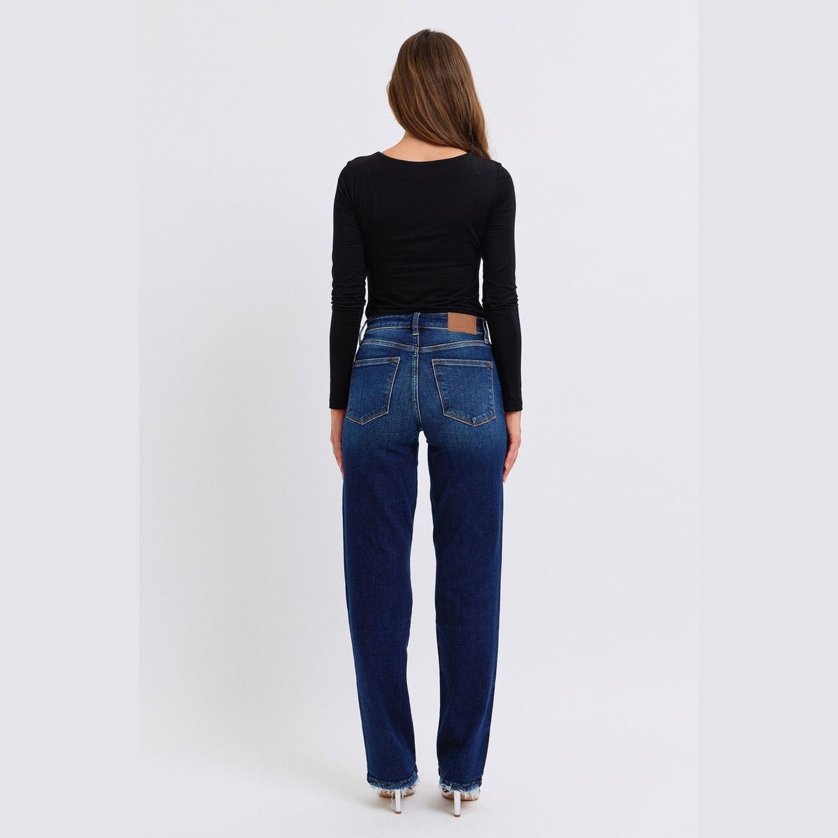 Judy Blue Full Size Raw Hem Straight Leg Jeans