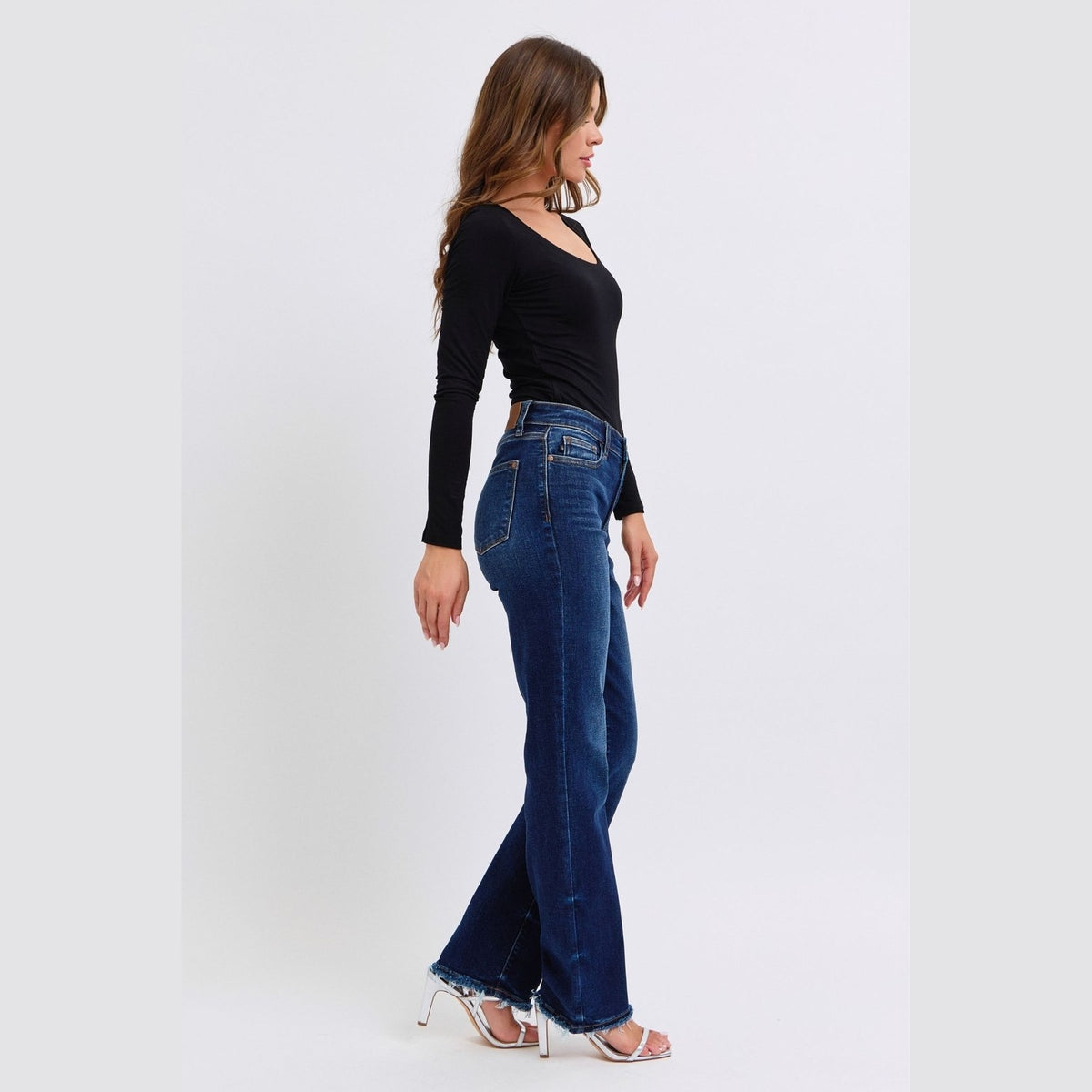 Judy Blue Full Size Raw Hem Straight Leg Jeans