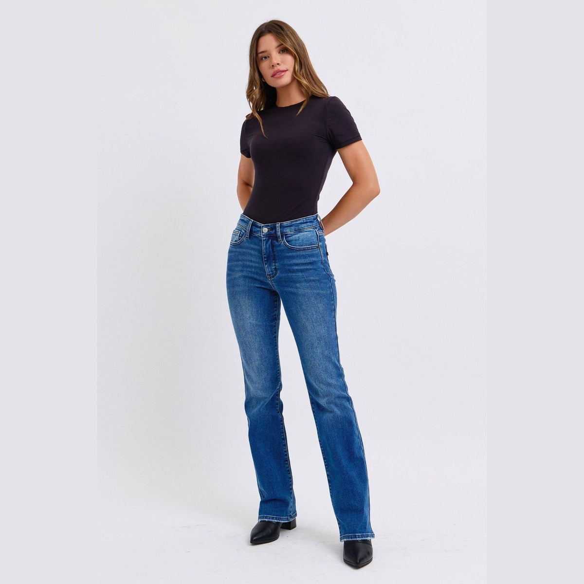 Judy Blue Full Size Run Mid-Rise Bootcut Jeans with Thermal Lining