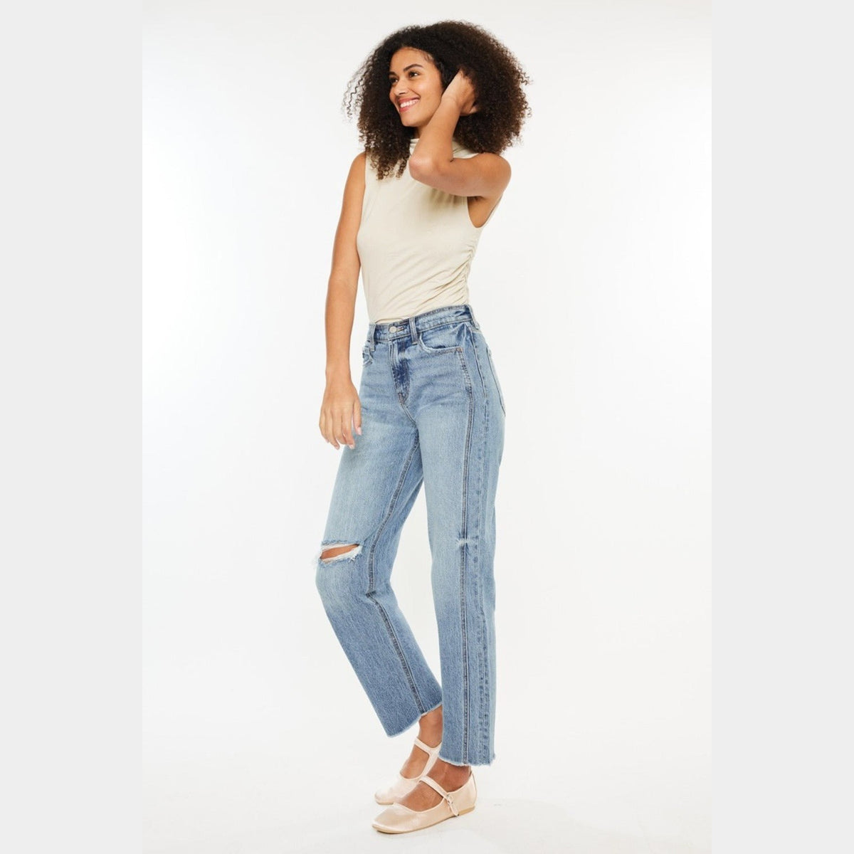 Kancan Ultra High Rise Distressed Straight Jeans