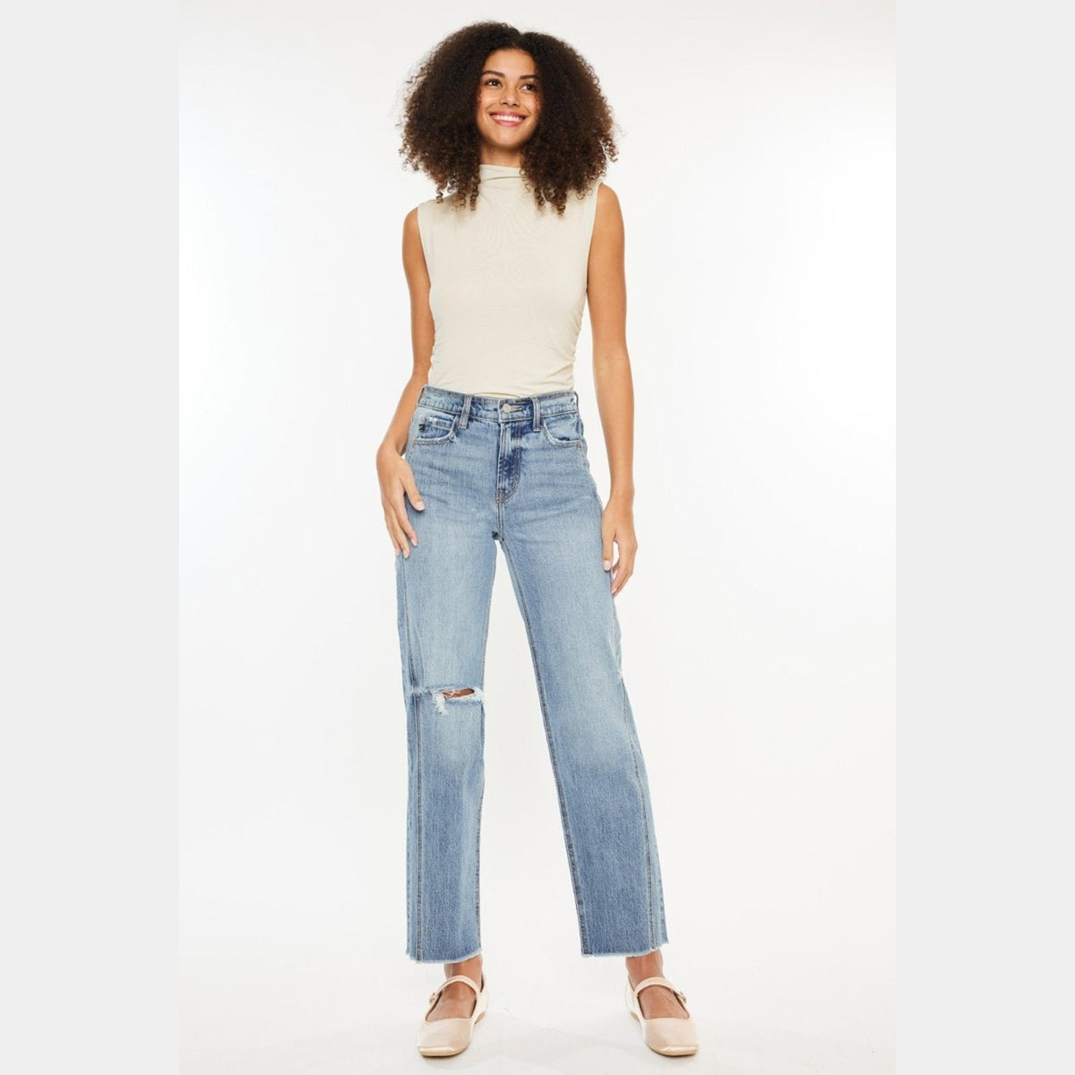 Kancan Ultra High Rise Distressed Straight Jeans